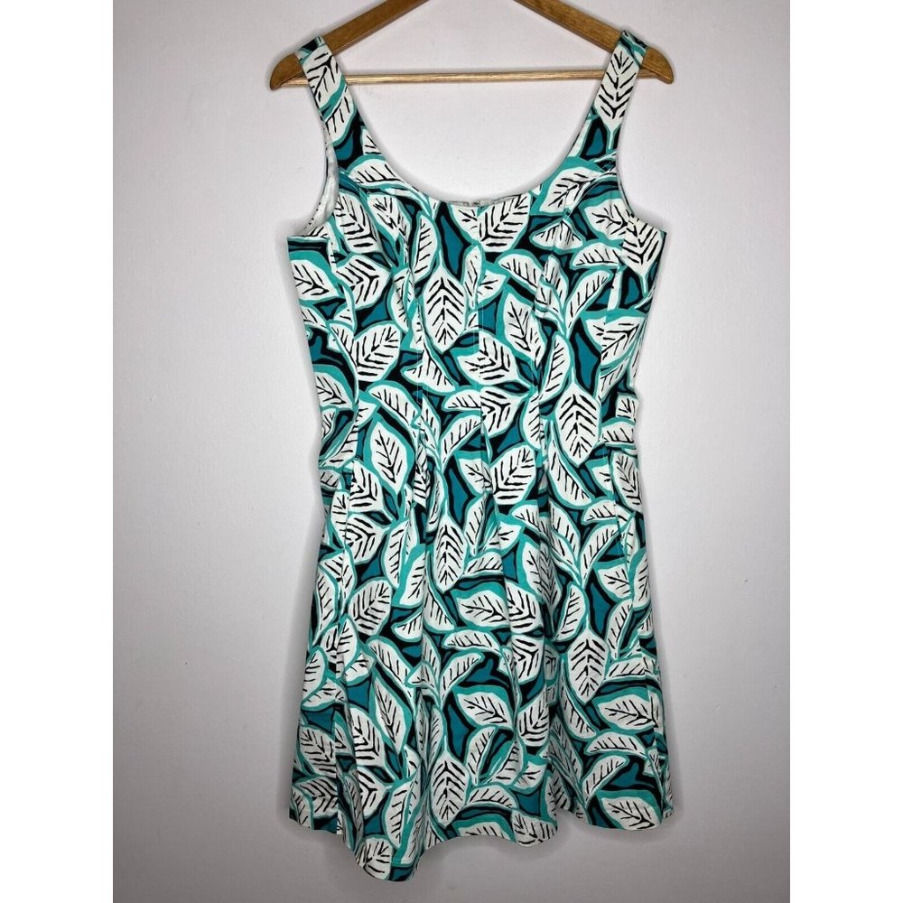 Anne Klein Teal Leaf Sleeveless Dress Size 10